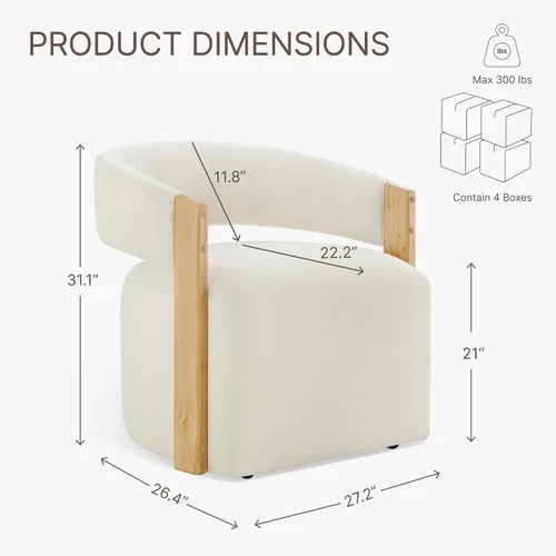 Miniatura 2 de KISLOT Juego de 4 sillas de comedor tapizadas, sillas de comedor modernas con ruedas, sillón de madera lateral de cocina con asiento de cojín