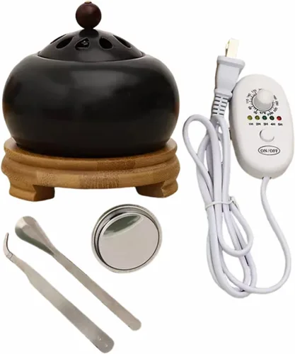 Miniatura 5 de Quemador eléctrico de resina con temporizador, quemador de incienso eléctrico de cerámica, quemador Bakhoor incensario de 110 V para porche, patio