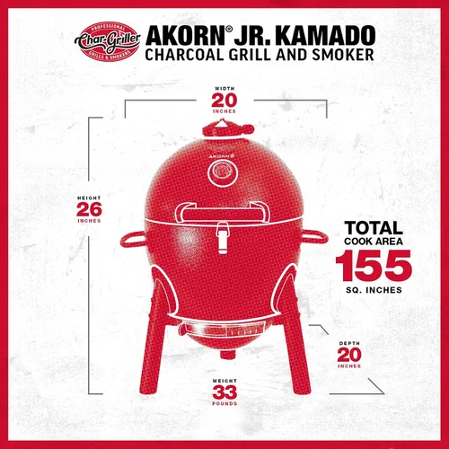 Miniatura 8 de Char-Griller E86714 AKORN Jr. Parrilla a carbón portátil tipo Kamado Ceniza