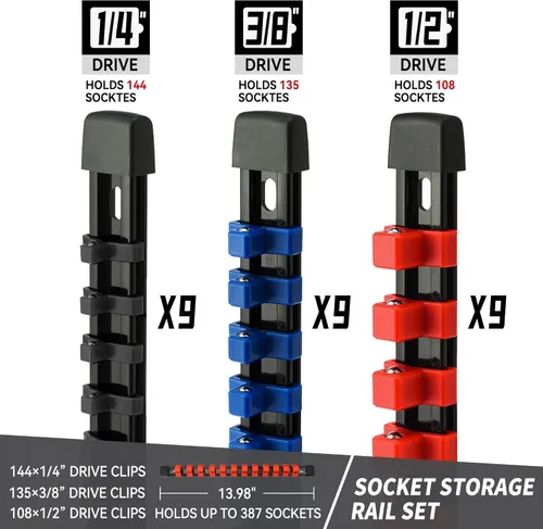 Miniatura 2 de Reniteco Juego de organizador de enchufes de 27 piezas, 1/4 pulgadas x 144 clips, 90 clips de 3/8 pulgadas, clips de 1/2 pulgadas x 72 clips, Azul