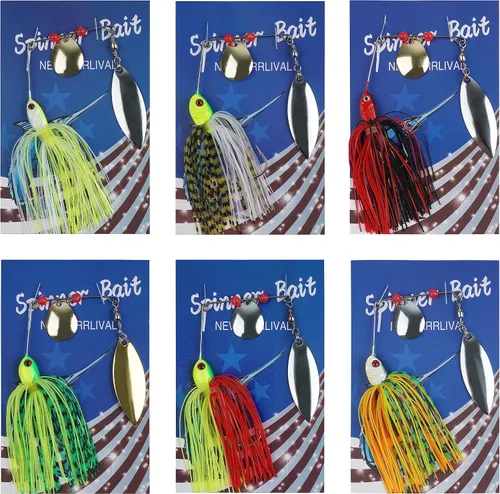 Miniatura 8 de Señuelos de pesca de lubina, kit de cebos giratorios de metal duro, buzzbait Swimbait jigs anzuelos de pesca para lubina, lucio, trucha, salmón 6