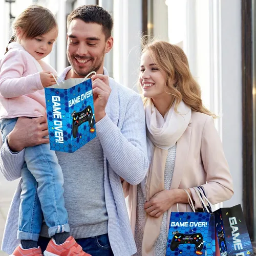 Miniatura 7 de Clabby 16 bolsas para jugadores, recuerdos de fiesta de videojuegos, bolsas de regalo con asa para niños, decoración de fiesta de cumpleaños