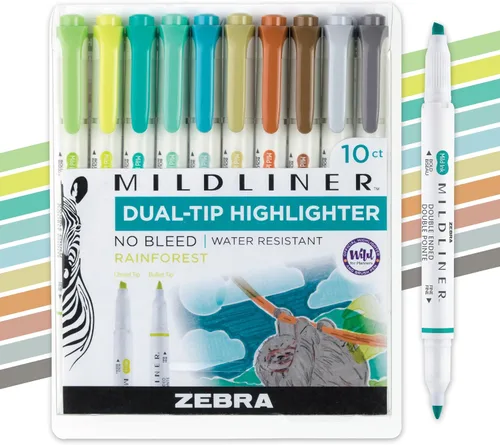 Miniatura 26 de Zebra Pen Mildliner - Resaltador de doble punta, puntas gruesas y finas, Azul
