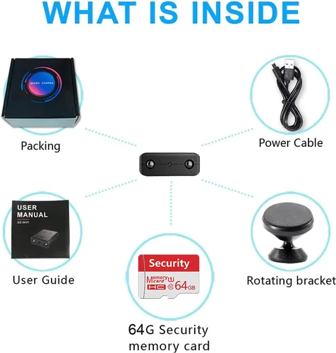 Miniatura 9 de 32G gratis: cámara inalámbrica más pequeña, cámara de seguridad WiFi HD1080P, batería de 1.5 horas, cámara de video portátil