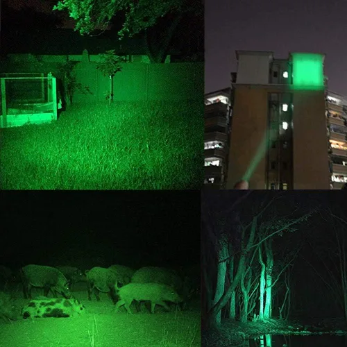 Miniatura 5 de Linterna de caza – Luz de mano LED verde – Zoomable, resistente al agua y a los golpes, luces de caza nocturna para pesca, cerdo, cerdo, coyote
