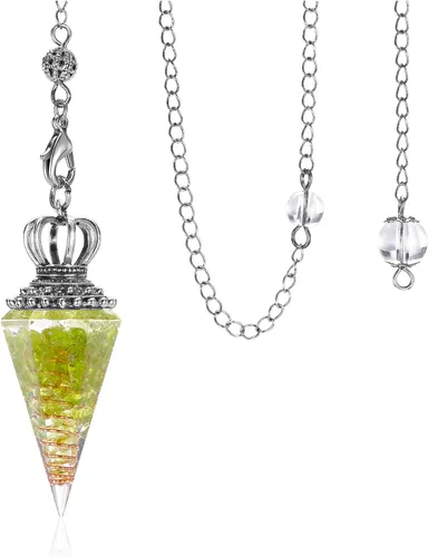 Miniatura 11 de Jovivi Péndulos naturales de cristal curativo de 7 chakras para radiestesia de adivinación, corona de 6 hechos, piedras de resina puntiagudas