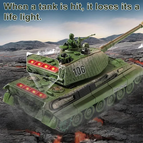 Miniatura 8 de Tanque RC, Tanque del Ejército Alemán King Tiger de la Segunda Guerra Mundial con Control Remoto, Juguetes de Tanques 1:28, Vehículos Militares RC