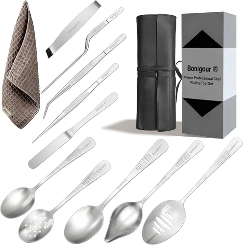 Miniatura 10 de Juego de herramientas de chapado Juego de herramientas de chapado de chef profesional de 11 piezas Utensilios de cocina Arte de cocina Negro