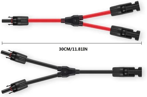 Miniatura 7 de Conectores solares en Y, adaptador paralelo de cable de 10AWG para panel solar (Rojo y Negro)