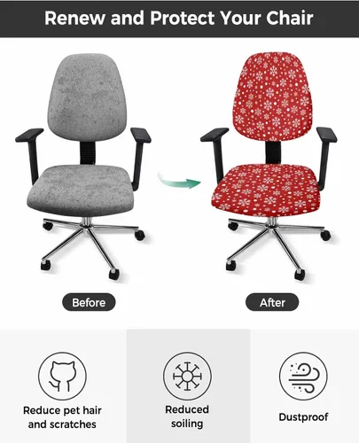 Miniatura 4 de Fundas elásticas para silla de oficina de copo de nieve de Navidad, 2 piezas, suave, decorativo, protector para silla de escritorio, protector