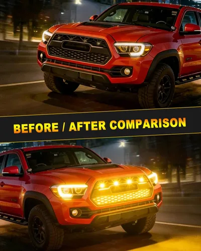 Miniatura 4 de Luz de rejilla delantera para automóvil, luz ámbar de circulación diurna, luz de advertencia decorativa para Ford Toyota Raptor Jeep, vehículos