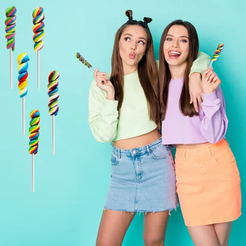 Miniatura 4 de Paleta Twist Rainbow de 12 unidades, variedad de 4 colores, sabor a fruta mixta, envuelta individualmente, ventosa de 3 pulgadas (paquete de 12)
