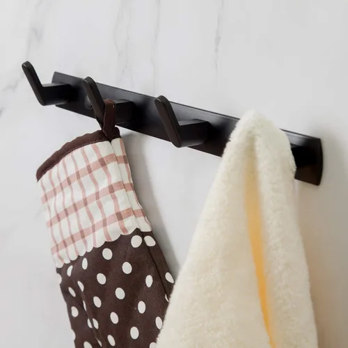 Miniatura 2 de 4 ganchos de pared negro mate para toallas de baño, de acero inoxidable, resistente, para colgar abrigos, percheros decorativos para colgar