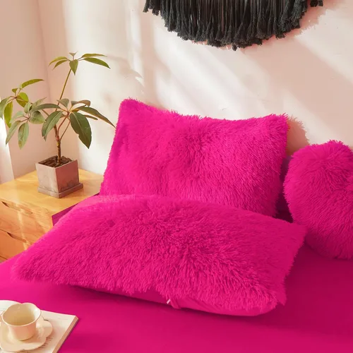 Miniatura 19 de Besfunny Juego de 2 fundas de almohada de pelo sintético negro, mullidas y peludas para decoración de dormitorio, fundas de almohada negras suaves