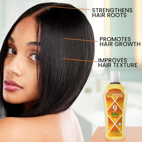 Miniatura 2 de Aceite para el cabello de 9 aceites, mezcla de hierbas de jojoba, almendra, oliva, argán, amla, coco, aceite de ricino, aceite de cebolla y vitamina