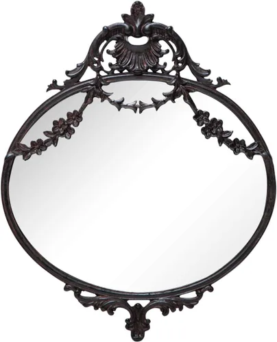 NIKKY HOME Espejo Victoriano Pequeño de Pared de Metal Decorativo Rústico Ovalado de 10" x 12" para Decoración del Hogar, Negro