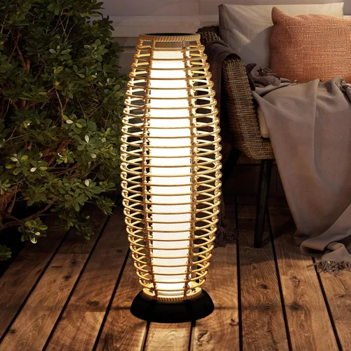 Miniatura 15 de Lámpara de pie para exteriores Grand Patio, lámpara de pie solar, resistente al agua, de mimbre, lámpara colgante para terraza, luces decorativas