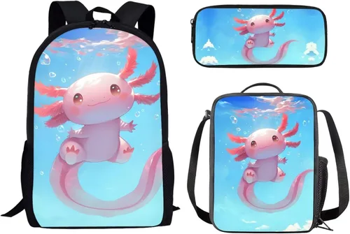 Miniatura 9 de Paquete de 3 bolsas escolares con estampado de bandera estadounidense para niños, mochila de gran capacidad para laptop, con cremallera, estuche