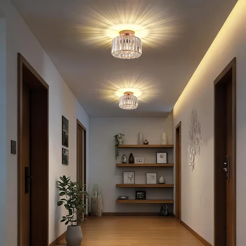 Miniatura 3 de FRIDEKO HOME Lámpara de techo semiempotrada - Lámpara de techo moderna de cristal, lámpara de techo moderna, accesorios de luz dorada para porche