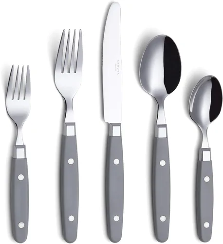 Miniatura 24 de Set de cubiertos Annova, juego retro/remachado de vajilla de acero inoxidable colorida para mesa y cocina, incluye cuchillos de cena, tenedores