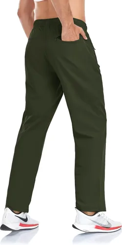 Miniatura 34 de Rapoo Pantalones ligeros para hombre con bolsillos con cremallera, secado rápido, pantalones deportivos de viaje para entrenamiento