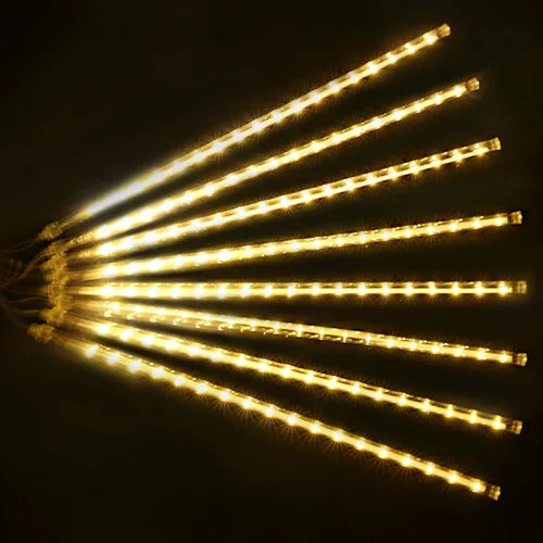 Miniatura 5 de LJLNION Luces de Lluvia de Meteoros, Luces de Navidad de Carámbanos para Exteriores de 12 Pulgadas, 8 Tubos 288 LED Luces de Carámbano Luz de Nieve