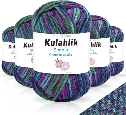 Miniatura 47 de 50g (1x50g) Hilo Acrílico para Crochet y Tejido, Hilo Degradado Colorido, 1 Rollo de Madejas, Hilo Acrílico Multicolor, Perfecto para Proyectos