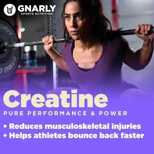 Miniatura 4 de Gnarly Nutrition Creatina en polvo – Creapure, suplemento de creatina vegana – Certificado NSF Sport – Recuperación optimizada – Nutrición deportiva