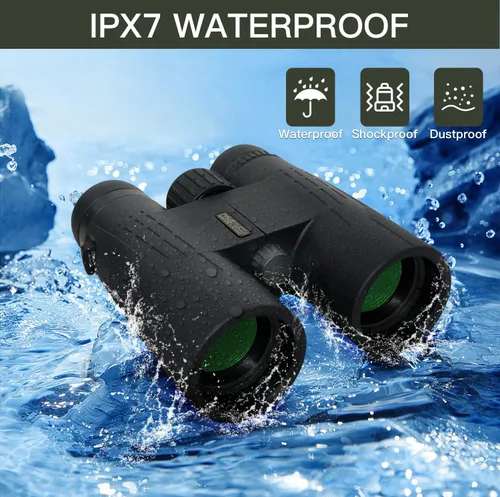 Miniatura 7 de BAK-4 - Prismáticos HD de 10 x 42 pulgadas para adultos de alta potencia, lente FMC profesional, binoculares de visión grande con visión clara