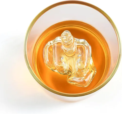 Miniatura 2 de Vaso de whisky divertido con dedo medio – Vaso gracioso Premium Up Yours para whisky, licor – Borde dorado lujoso – Accesorios para barra de casa