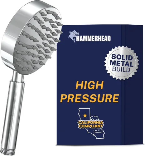 Miniatura 9 de HammerHead Showers® Cabezal de ducha de mano de metal sólido, cromado, cabezales de ducha de alta presión de 2.5 GPM, varita rociadora de 4 Cromo