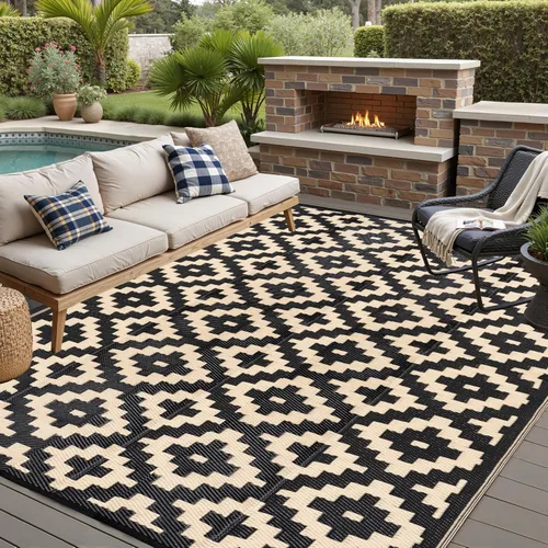 Miniatura 60 de HUGEAR Alfombra para RV Exterior Tapete Impermeable Alfombras para Exteriores 9'x12' para Patios Liquidación Alfombra Exterior Alfombras de Camping