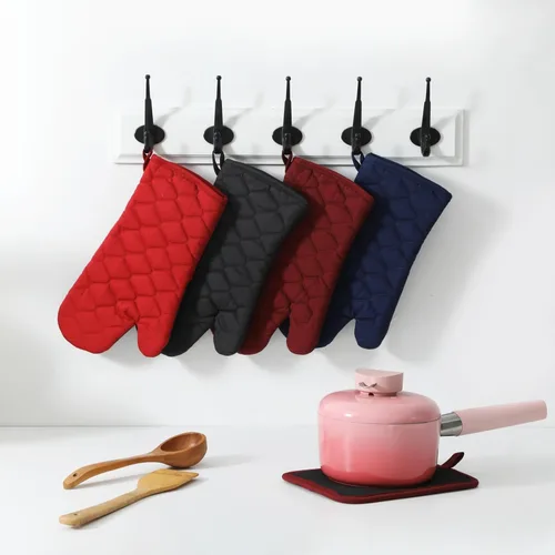 Miniatura 4 de Glynniss Guantes de horno resistentes al calor, 2 guantes de silicona para horno, superficies de agarre antideslizantes, guantes de cocina para Vino