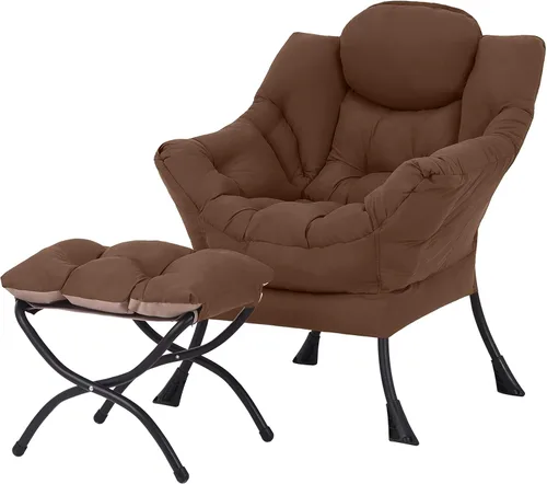 Miniatura 35 de Welnow - Silla perezosa con otomana, moderna silla de descanso con reposabrazos y bolsillo lateral, juego de sillón tapizado de ocio, sillón