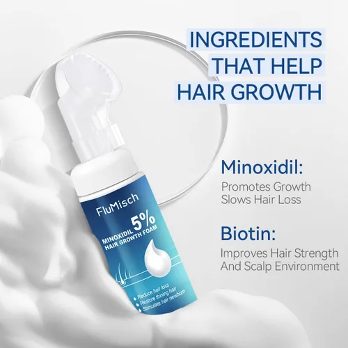 Miniatura 2 de FluMisch 5% de espuma de minoxidil para hombres, 5% biotina y 5% mininoxidil uso para el crecimiento del cabello, ralentiza la pérdida de cabello