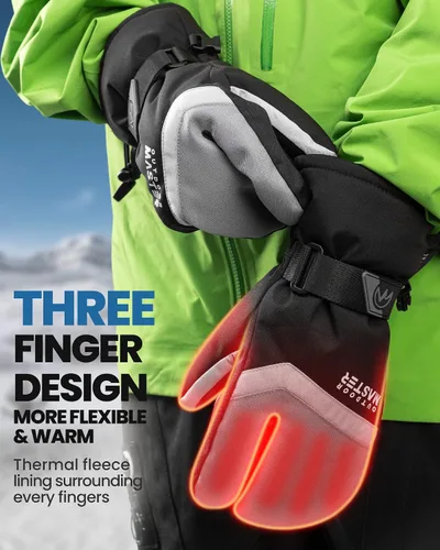 Miniatura 2 de OutdoorMaster Guantes de esquí para hombres y mujeres, guantes de nieve de 3 dedos, guantes de snowboard con pantalla táctil completa, guantes