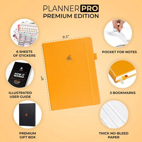 Miniatura 2 de Clever Fox Planner Pro Premium - Lujosa agenda semanal y mensual con organizador de presupuesto para productividad y objetivos, sin fecha, A4