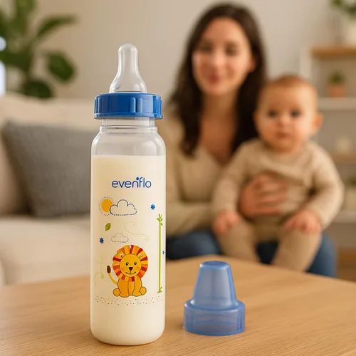 Miniatura 6 de Botellas de polipropileno clásicas con estampados de Evenflo para bebé, niño y recién nacido - Azul/Verde/Cian, 8 onzas (paquete de 12)
