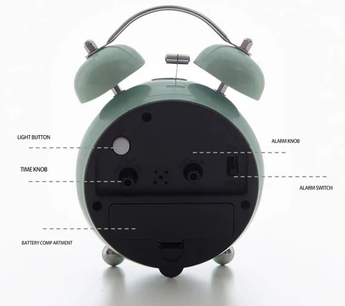 Miniatura 7 de FLOITTUY {Reloj despertador fuerte para personas que duermen profundamente) Reloj despertador de campana doble de 3.5 pulgadas con luz de fondo