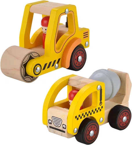 Coche de empuje de madera para bebés de 12 a 18 meses, 2 piezas de vehículos de bebé, auto de empuje manual para niños y niñas de 1 a 2 años (camión