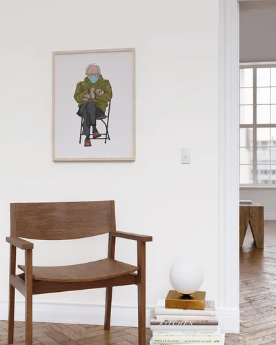 Miniatura 5 de HAUS AND HUES Bernie Sanders - Póster de memes - Divertido arte de pared político, meme de Bernie Mittens, marco beige de 12 x 16 pulgadas Bernie