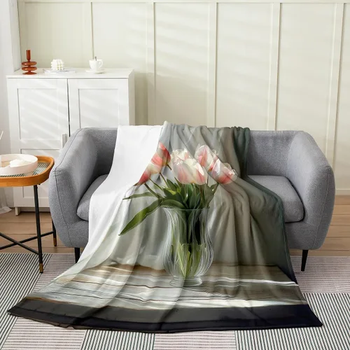 Miniatura 15 de Erosebridal Roses Throw Blanket 40x50 Inch Sofa Bed Couch Decor,Oil Painting Rose Fleece Blanket,Spring Natural Theme Flannel Blankets Luxury