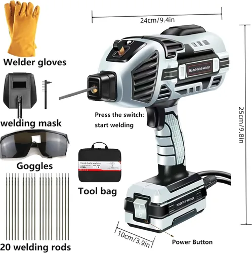 Miniatura 4 de Máquina soldadora de mano, máquina de soldadura portátil de 110 V con inversor IGBT 6 ajuste de corriente variable 20-120 amperios de salida pistola