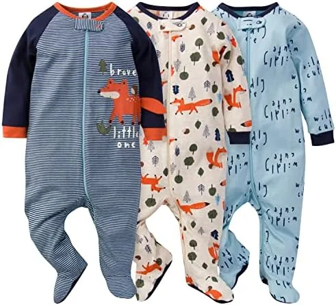 Miniatura 5 de Gerber Onesies Baby Boy Sleep N' Play Sleepers Paquete de 3