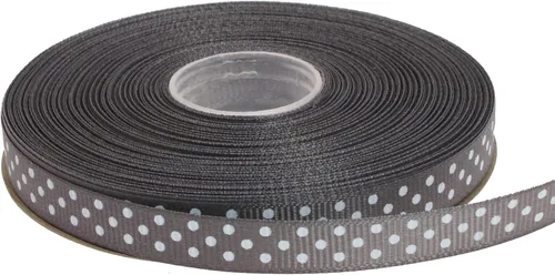 Miniatura 56 de Cinta de grogrén de lunares de 25 yardas cada rollo 100% poliéster (1 pulgada, beige)