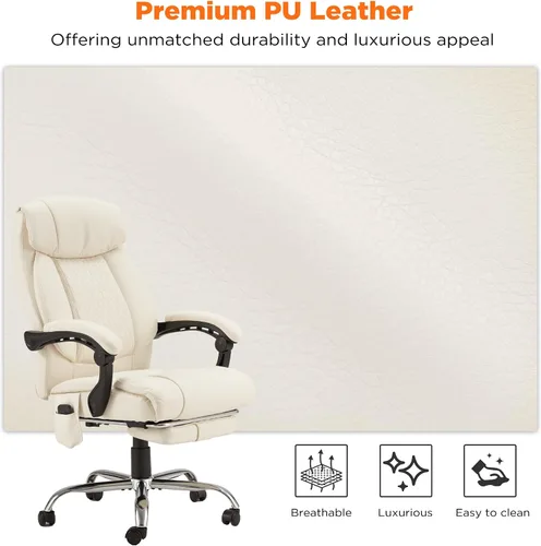 Miniatura 7 de HOMREST Silla de oficina climatizada con masaje vibratorio, silla de escritorio ejecutiva ergonómica con reposapiés retráctil y soporte lumbar