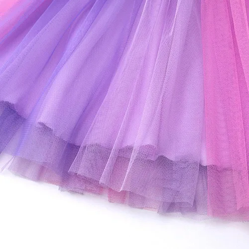 Miniatura 5 de Vestido de fiesta de cumpleaños de princesa de manga larga con estampado de unicornio, reno y arco iris, ropa de invierno y otoño