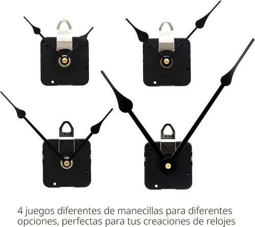Miniatura 6 de Repuesto de reloj de cuarzo de pared para manualidades, incluye las agujas, 12888, con pilas, piezas de repuesto Negro