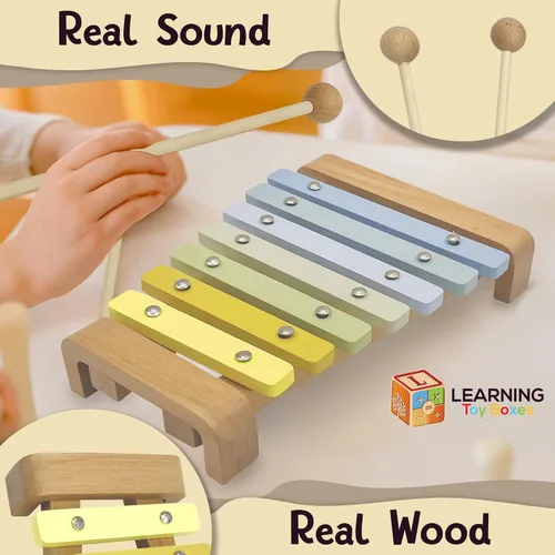 Miniatura 4 de Juego de instrumentos musicales para niños pequeños, juguetes Montessori de madera para bebés, juguetes musicales sensoriales para niños pequeños