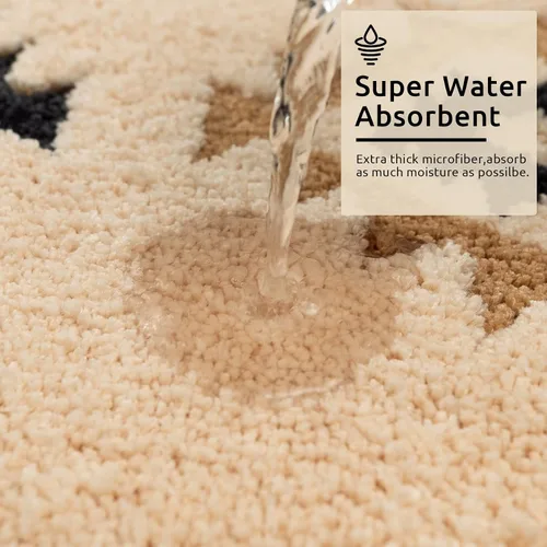 Miniatura 5 de DEXDE Alfombras de Baño Bohemias Marroquíes Alfombra de Baño 20x32 Pulgadas - Tapete de Baño Geométrico Antideslizante, Beige Crema Lavable a